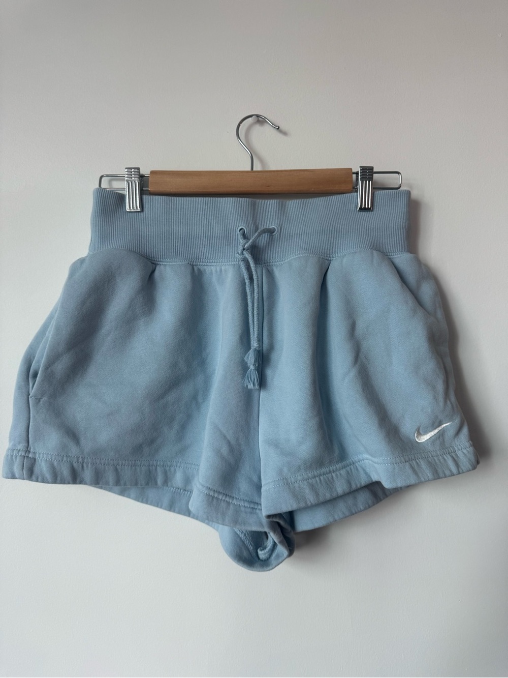Nike Sportswear Phoenix Fleece High Waisted Shorts Light Blue Medium M